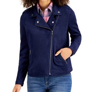 Style & Co. Dark‎ Blue Navy Suede Like Jacket